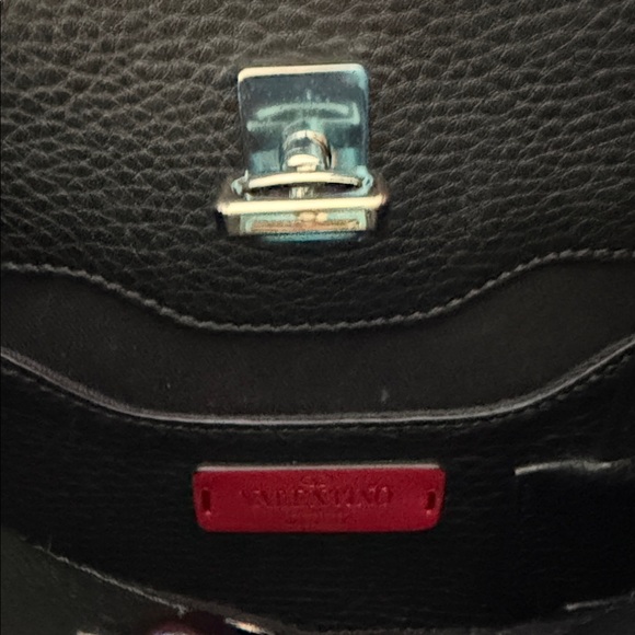 Valentino Black leather crossbody handBag with Gold Accents mini lock - Picture 13 of 13